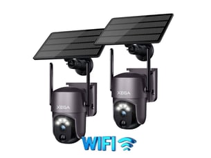 Camera de securite solaire 2k ptz wi-fi 2 pack vision nocturne couleur ip66