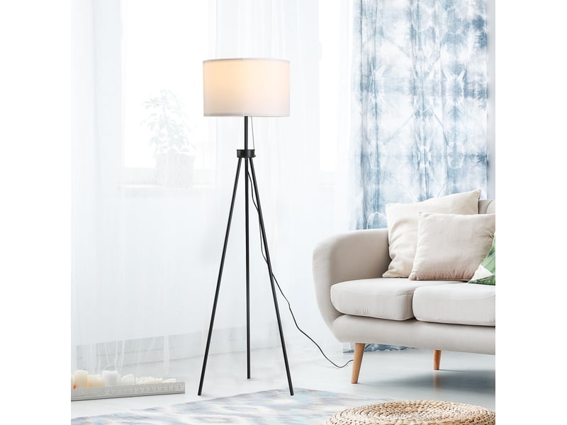  Lampadaire moderne e27 37x37x152 cm structure stable en métal noir et blanc sans ampoule  - Conforama C