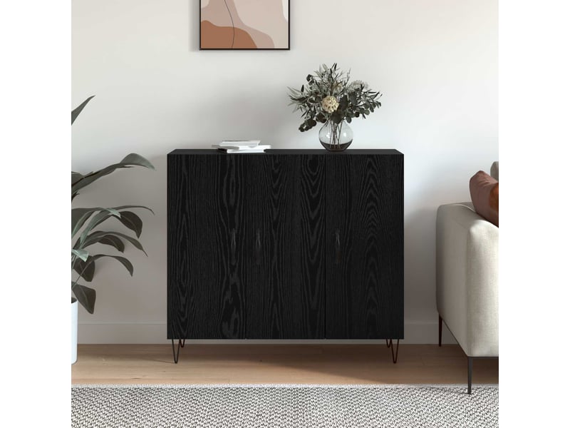 Buffet - bahut - meuble de rangement chêne noir 90 x 32,5 x 80 cm bois d'ingénierie - Conforama D