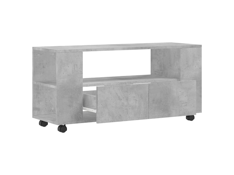  Meuble tv - banc tv - meuble de rangement gris béton 102x34,5x43 cm bois d'ingénierie  - Conforama E