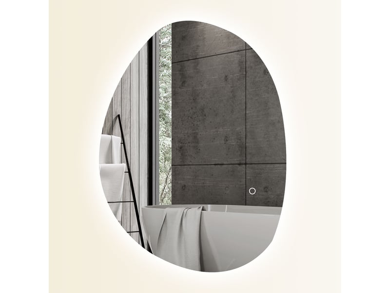  Miroir de salle de bain asymétrique 70 x 50 cm avec éclairage led, interrupteur tactile intelligent, fonction antibuée, argent  - Conforama B