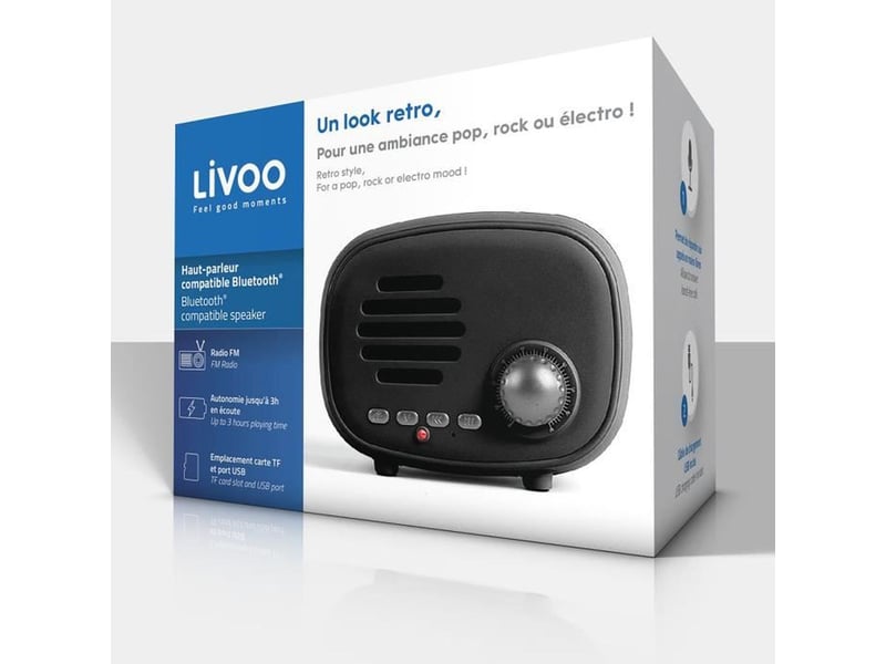  Enceinte bluetooth portable radio fm 3w avec micro mains libres tf usb noir  - Conforama C