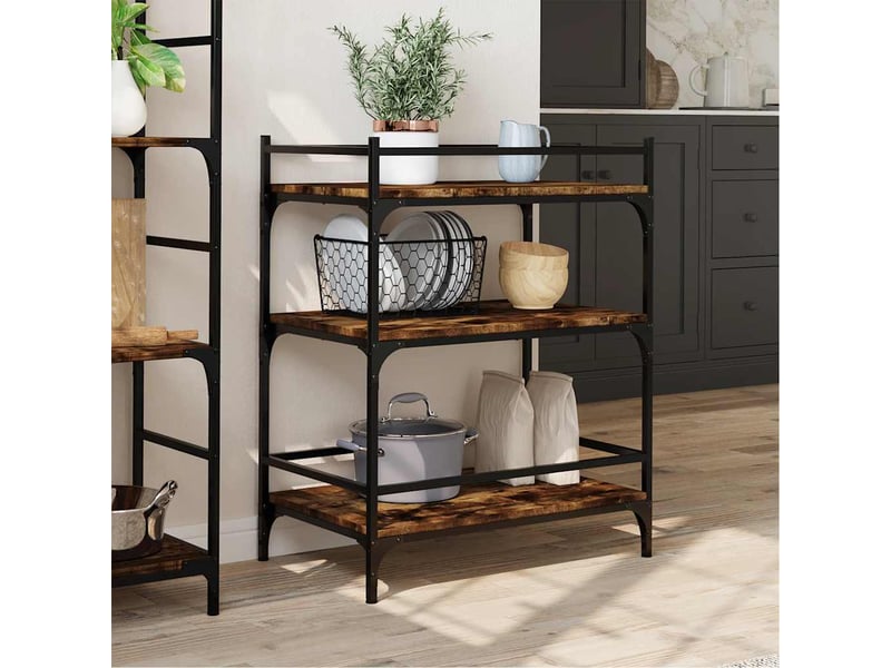  Desserte de cuisine, chariot de rangement chêne fumé 65x40x86,5 cm bois d'ingénierie  - Conforama D