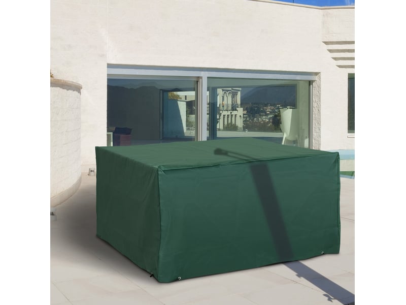 Housse de protection pour mobilier de jardin 135x135x75 cm verte en tissu oxford 600d, imperméable et anti-uv - Conforama B