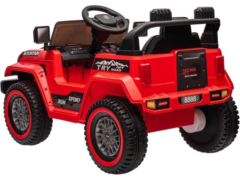  Voiture électrique pour enfant 12 v, télécommande parentale, 2 moteurs, 6,5 kmh, led, ceinture de sécurité – rouge PTO_0YTDN6XT - Conforama C