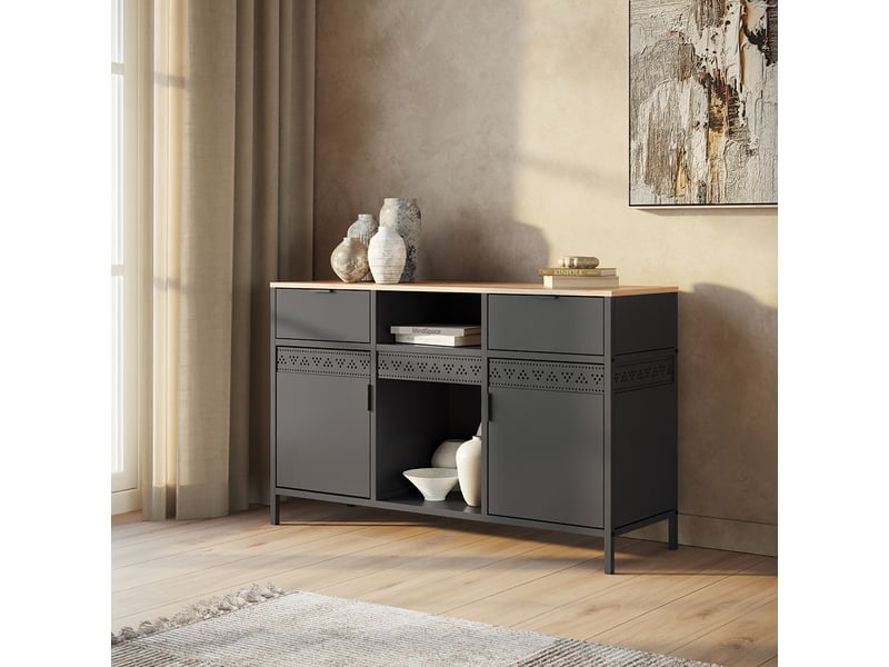  Vicco commode, noirchêne doré, 121x75.5cm  - Conforama C