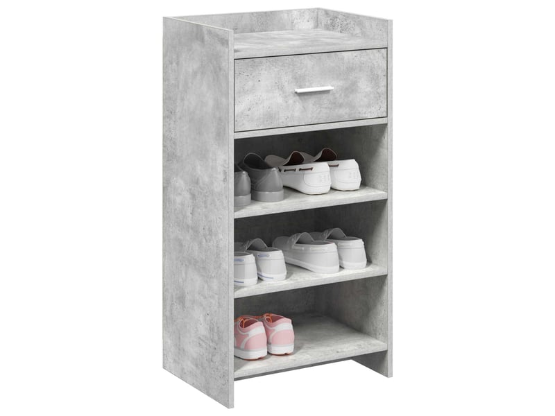  Meuble à chaussure, cabinet à chaussures avec tiroir gris béton 48x36x92 cm  - Conforama C