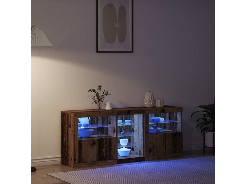  Buffet - bahut - meuble de rangement led bois ancien 162 x 37 x 67 cm bois d'ingénierie  - Conforama E
