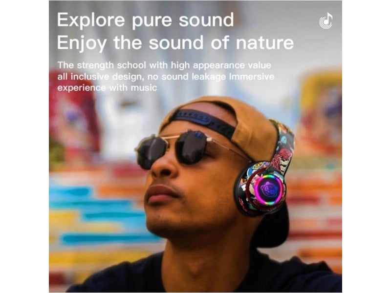  Casque bluetooth 5.1 over-ear avec leds rgb, micro, tf et fm, aux, design pliable l750 404400_AAANT65319_6_DROPFR - Conforama C