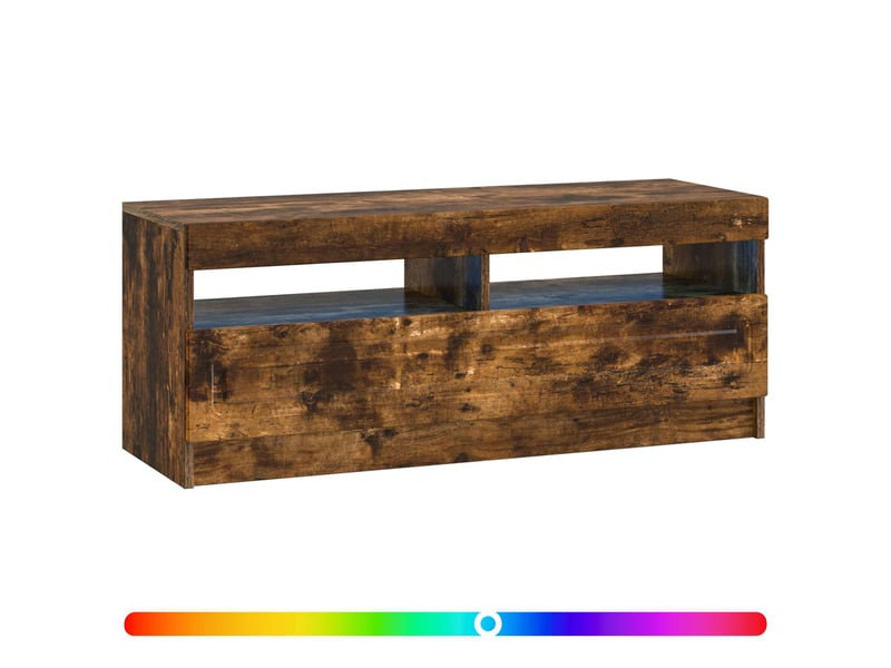  Meuble tv - banc tv - meuble de rangement led chêne fumé bois d'ingénierie  - Conforama C