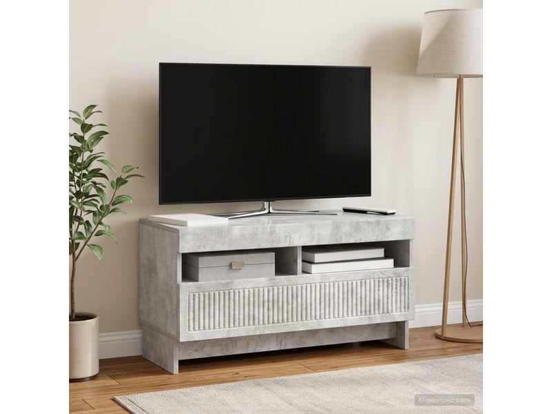 Meuble tv - banc tv - meuble de rangement led gris béton bois d'ingénierie - Conforama B