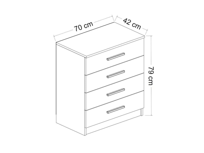  Commode kalmaegi, 4 tiroirs, 70x79x42h cm blanc Kalmaegi - Conforama C