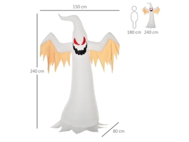 Décoration gonflable halloween avec éclairage led, auto-gonflante en polyester blanc et rouge 150 × 80 × 240 cm - Conforama D