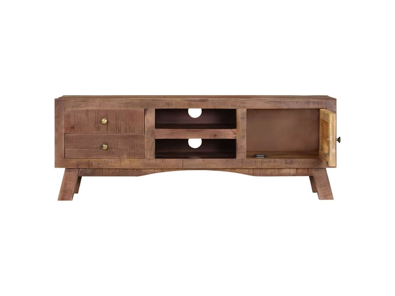  Meuble tv - banc tv - meuble de rangement 110x30x40 cm bois de manguier brut  - Conforama E