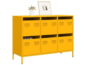 Buffet - bahut - meuble de rangement jaune moutarde 101,5x39x73,5 cm acier laminé à froid
