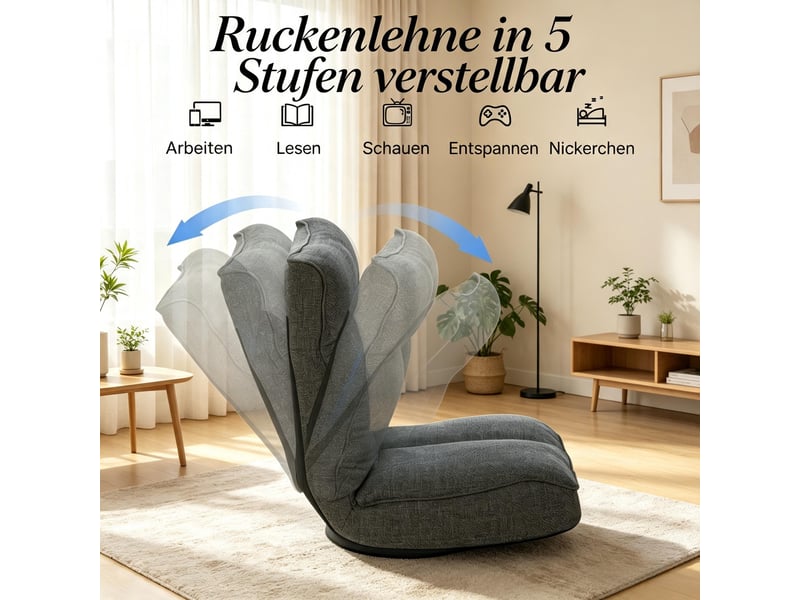  Fauteuil de sol pivotant et inclinable en tissu gris T5828P563292 - Conforama D