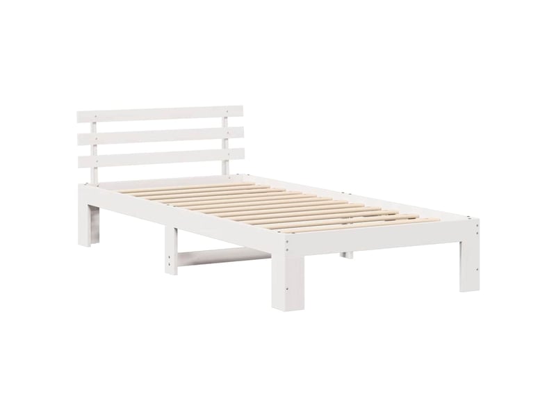  Lit simple- lit adulte -  cadre de lit avec tête de lit blanc 80 x 200 cm pin massif  - Conforama C
