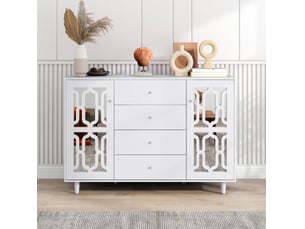 Buffet 2 porte(s)  4 tiroir(s) <strong></strong> <strong></strong> - 147.5 cm coloris blanc 