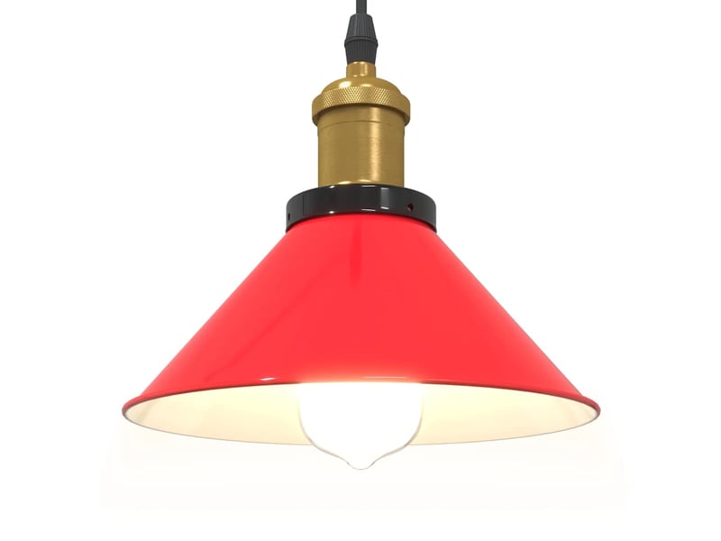  Lampe suspendue, suspension luminaire réglable hauteur e27 rouge brillant ø22cm métal  - Conforama E