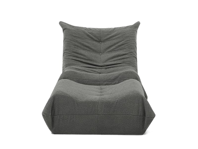  Fauteuil de sol avec repose-pieds en tissu peluche gris W3358P414945 - Conforama A