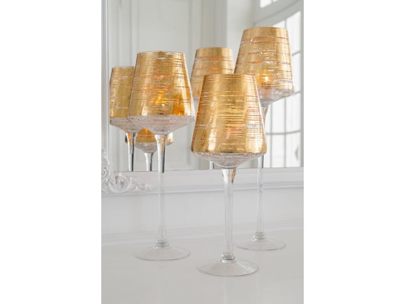  Lot de 3 photophores sur pied rania 30cm doré  - Conforama C