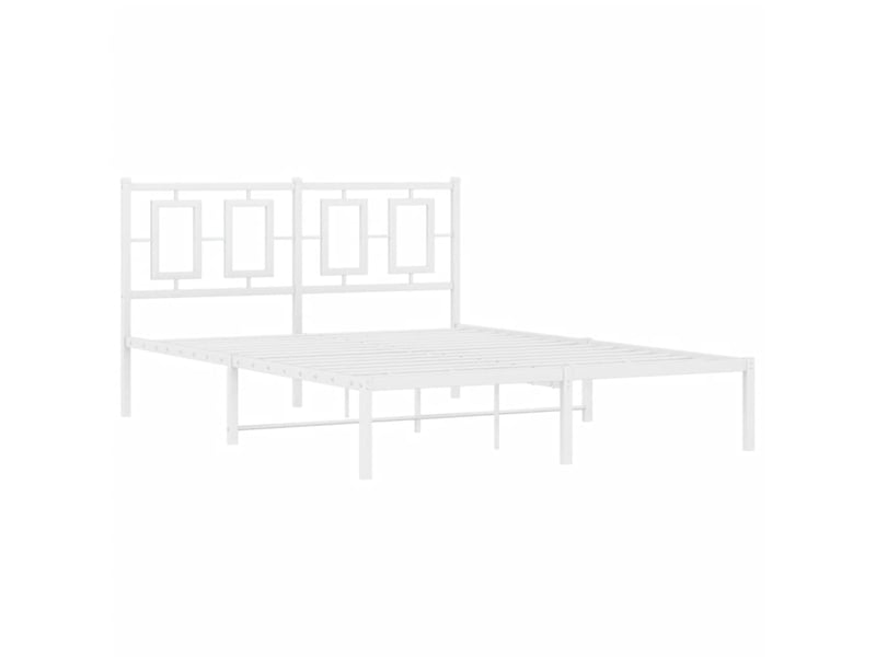  Lit double- lit adulte -  cadre de lit métal sans matelas et tête de lit blanc 135x190 cm  - Conforama B