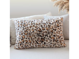 Coussin léopard effet fourrure 40 x 60 cm – coussin décoratif - 40x60cm - taupe