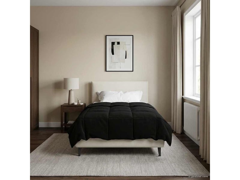  Couette - duvet d'été 155 x 220 cm été microfibre (100% polyester) noir  - Conforama B