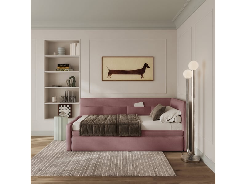 Selsey nesmi - lit rembourré - 90x200 cm - vieux rose Nesmi - Conforama C