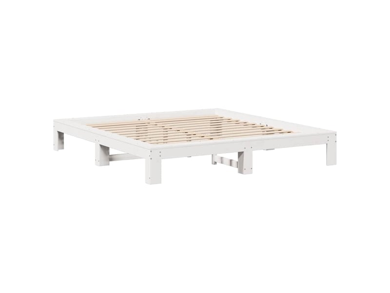 Lit double- lit adulte -  cadre de lit sans matelas blanc 140x200 cm bois de pin massif  - Conforama D