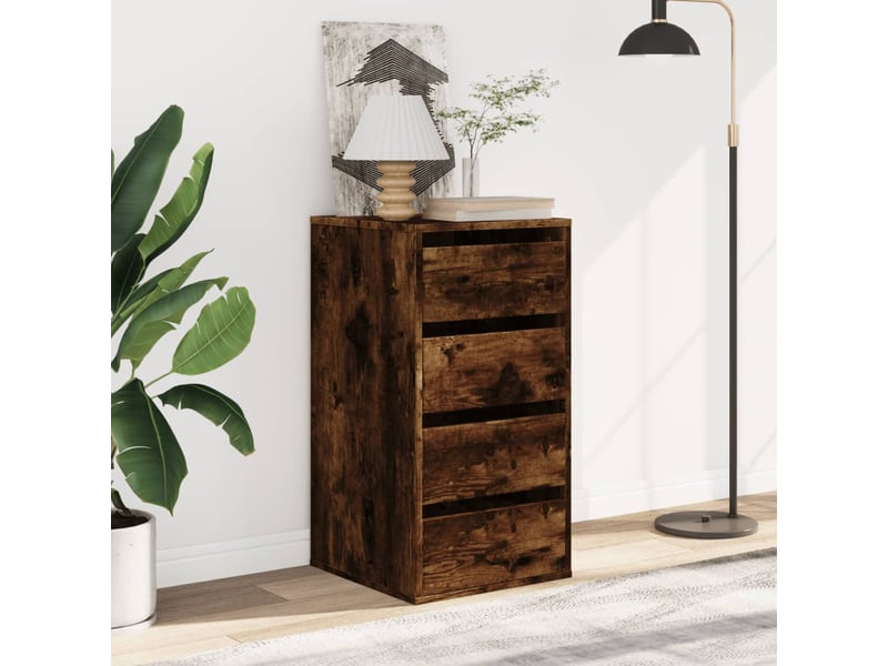  Commode chambre adulte, commode d'angle chêne fumé 40x41x76 cm bois d'ingénierie  - Conforama C
