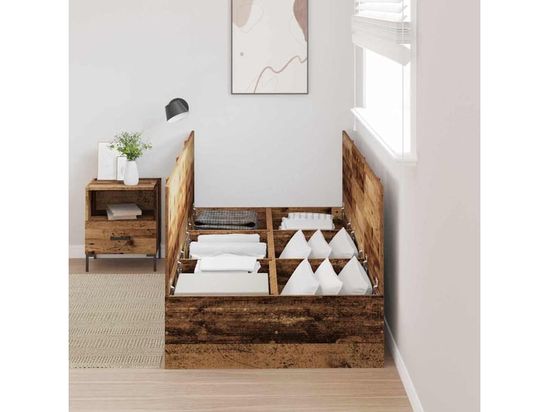 Lit simple- lit adulte - cadre de lit avec rangement avec porte bois ancien 100 x 200 cm - Conforama B