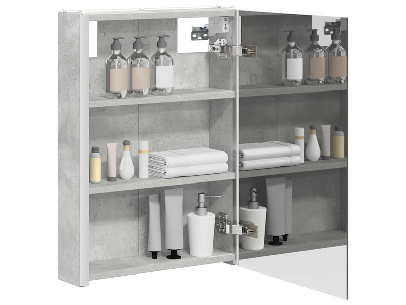  Armoire miroir de salle de bain, cabinet de salle de bain gris béton 43 x 11,5 x 60,5 cm cf65158  - Conforama C