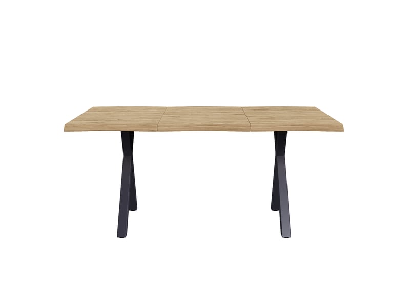 Table à manger 4-6 personnes bois naturel 160x78x75 cm, pieds en métal en x - Conforama A
