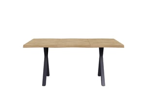 Table à manger 4-6 personnes bois naturel 160x78x75 cm, pieds en métal en x
