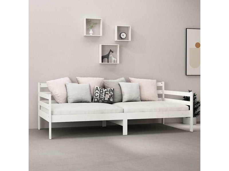  Lit simple- lit adulte -  lit de jour sans matelas blanc bois de pin massif 90x200 cm  - Conforama B