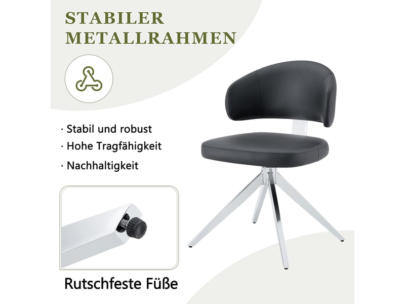  Chaise pivotante,54,5x50,5x77 cm,avec rotation à 360°,pu,noir  - Conforama D