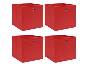 Boîtes de rangement 4 pcs rouge 32x32x32 cm tissu