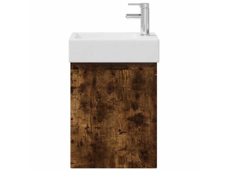 Meuble de rangement salle de bain avec robinet chêne fumé shl6772 - Conforama E