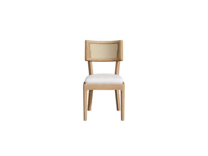  Lot de 6 chaises repas 58x50x88 cm avec dossier rotin assise lin mousse densité élevée bois moderne bois naturel  - Conforama R