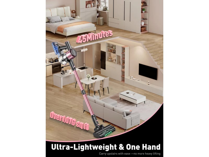  Aspirateur balai sans fil 10 en 1, 500 w et 40 kpa, jusqu’à 45 min d’autonomie, pour sols durs, tapis et animaux  - Conforama D