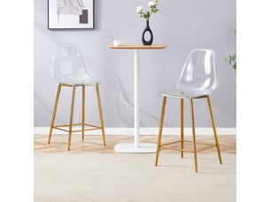 Lot de 2 tabourets de bar design transparents assise en polycarbonate pieds métal repose-pieds