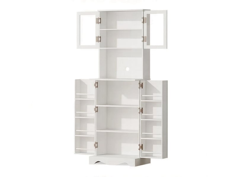  Buffet haut de cuisine 4 portes avec passe-câbles blanc 60 x 39.5 x 179.6 cm T5828S00074 - Conforama A