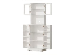 Buffet haut de cuisine 4 portes avec passe-câbles blanc 60 x 39.5 x 179.6 cm
