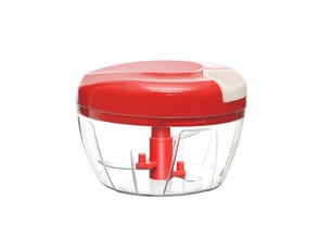 Mini hachoir manuel de 500 ml, coupe-oignon manuel, mélangeur à cordes avec 3 lames en acier inoxydable pour légumes, viandes, noix et salade (rouge) - red