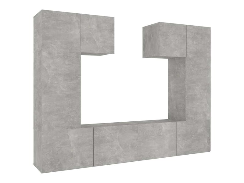  Ensemble de meubles tv - banc tv - meuble de rangement 6 pcs gris béton bois d'ingénierie  - Conforama A