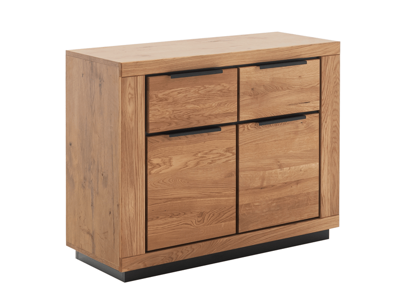  Commode 2 portes et 2 tiroirs coloris chêne massif huilé - longueur 102 × hauteur 80 × profondeur 40 cm  - Conforama E