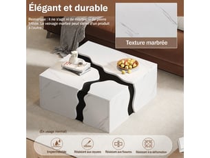 Table basse carré(e) coloris bicolore <strong></strong> <strong></strong> - 70 cmx70 cm