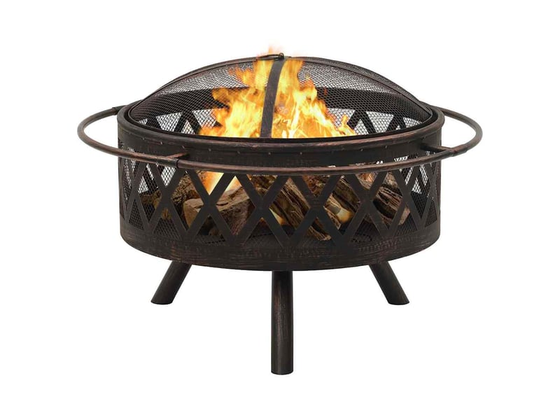  Brasero exterieur, foyer camping rustique avec tisonnier 76 cm xxl acier  - Conforama A