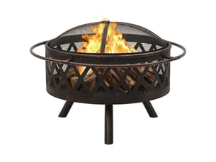 Brasero exterieur, foyer camping rustique avec tisonnier 76 cm xxl acier